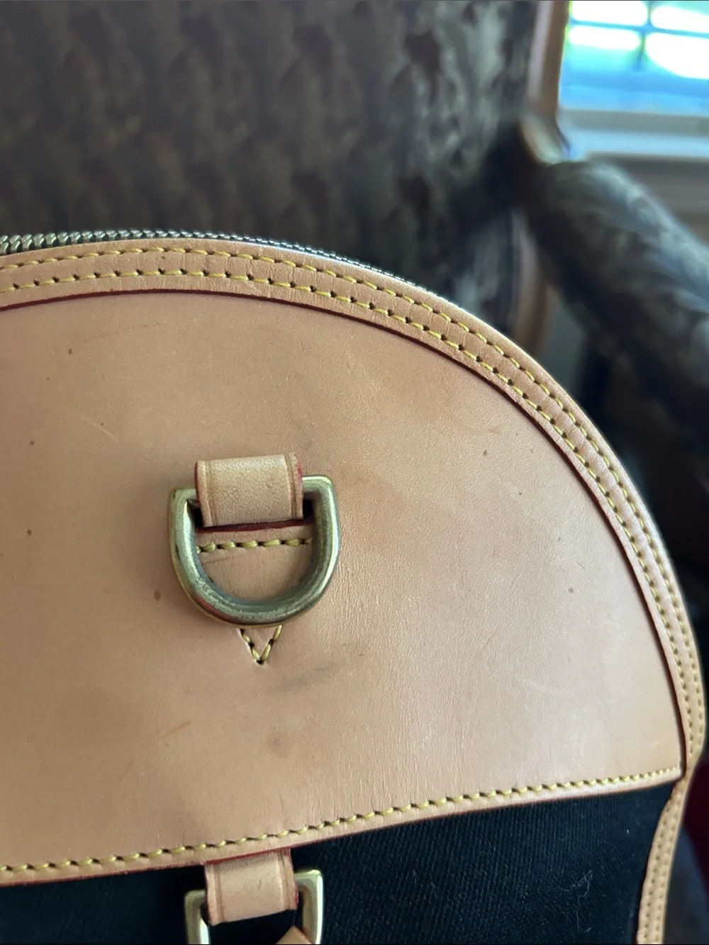 Dooney and Bourke Black and Tan Travel Tote Bag - Leather Trim